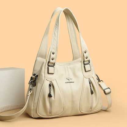 100% Genuine Leather Women Handbag Fashion Girls Top-Handle Bucket Bag Soft Cowhide Female Shoulder Bags Women Crossbody Bag Sac