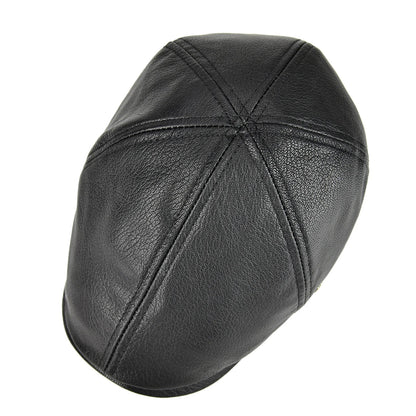 Lambskin Leather Ivy Newsboy Caps 6 Panel Cabbie Beret Hat Ivy Irish Gatsby Flat Driving Beret