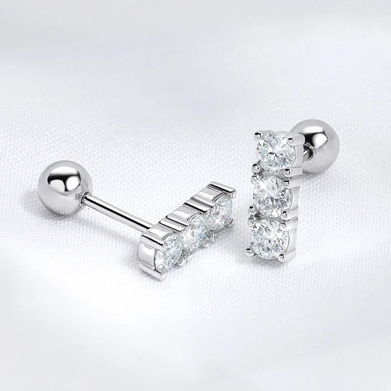 0.6CTTW Screw Buckle Moissanite Stud Earrings for Women Lab Created Diamond Wedding Jewelry S925 Sterling Silver Earring