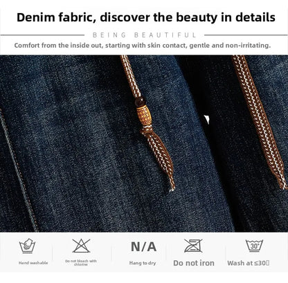 Slimming Wide Leg Jeans Women's Casual Straight Cut Spring Autumn ular plus Size Cotton Stretch Denim Pure Color