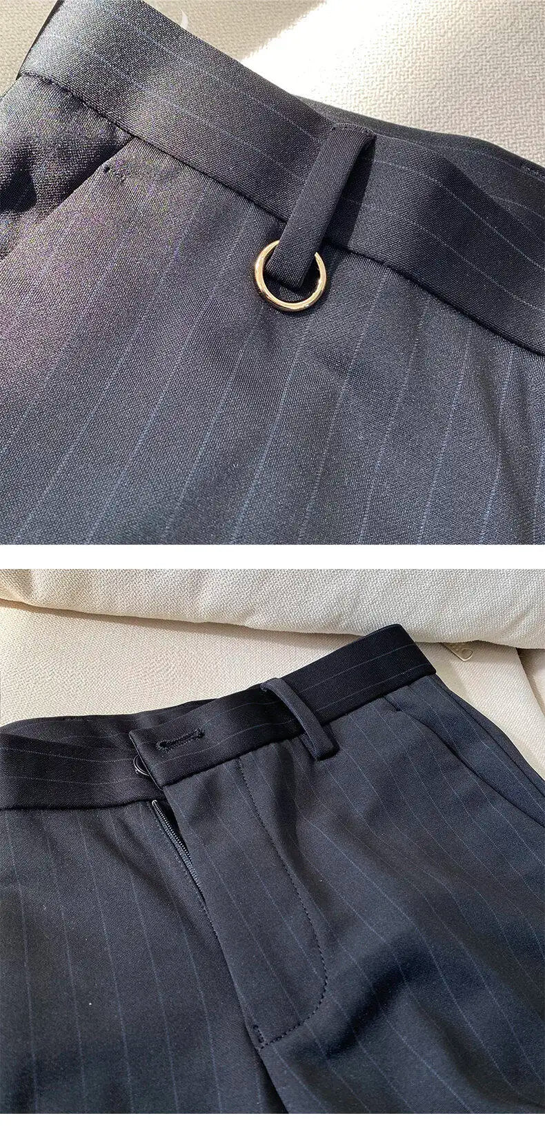 High Quality Striped Suit Pants 2025 Men Elegant Slim Fit Tight Trousers Men Office Party Business Casual Slim Fit Dress Pants