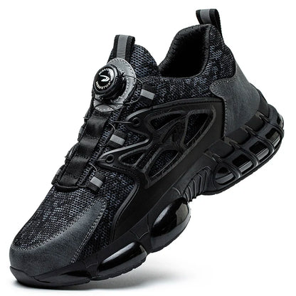 Men Rotating Button Safety Shoes Steel Toe Work Sneakers Indestructible Shoes Puncture-Proof Work Boots Air Cushion Safety Shoes