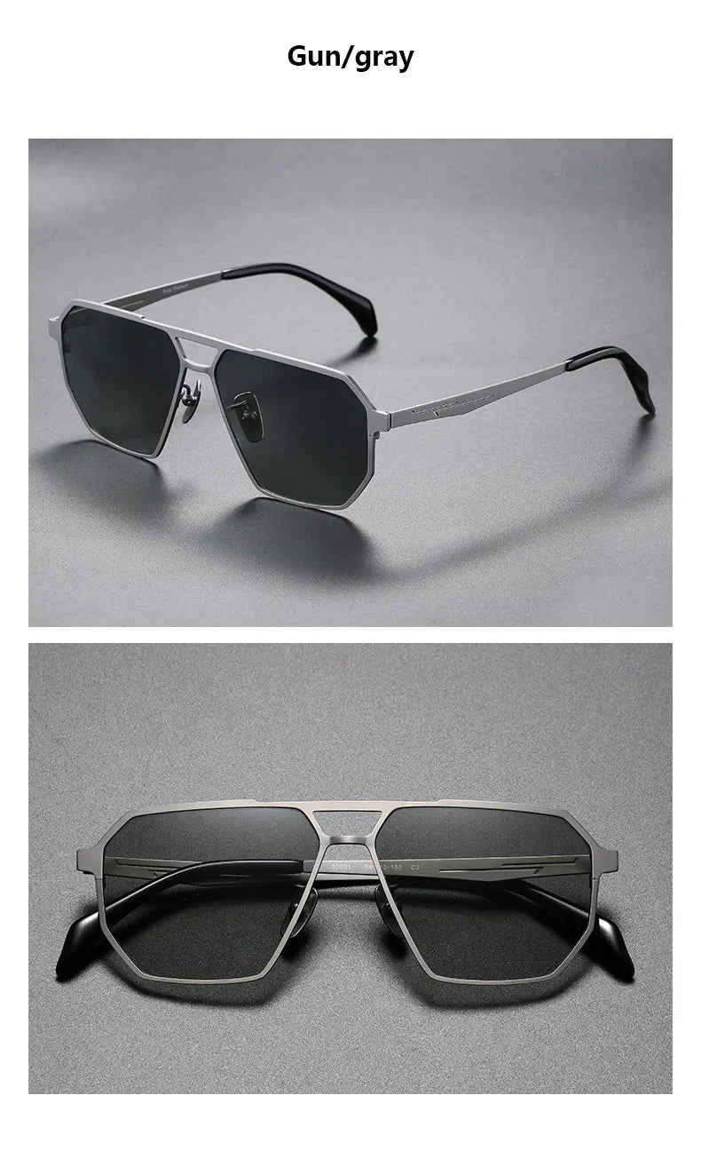 2026 New Fashion Pure Titanium Frame Polarized Sunglasses Men Luxury Glasse Frame  Retro Square