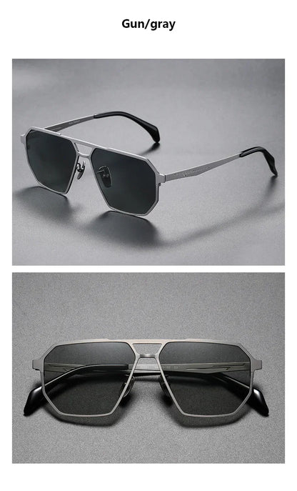 2026 New Fashion Pure Titanium Frame Polarized Sunglasses Men Luxury Glasse Frame  Retro Square