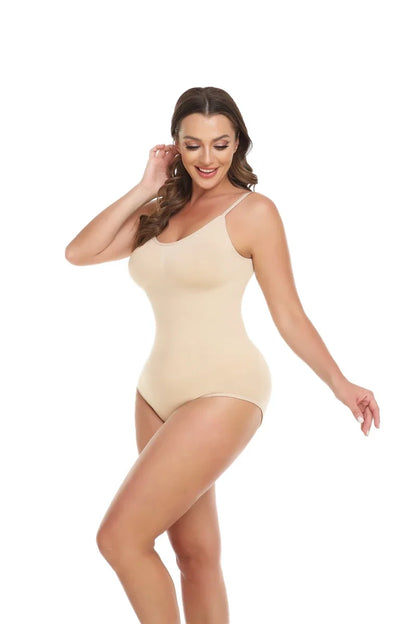 Women Seam-free Sleeveless V-Neck Bodysuit Shapewear Tummy Control Body Shaper Tank Top Red Blue