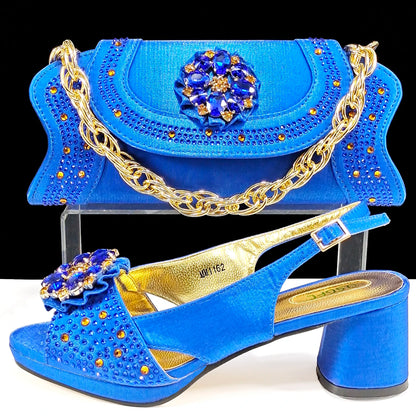 Open Toe Women Heels for 2024 Elegant Party Olive Color Diamond Pumps Italian Shoes and Bags Matching Set