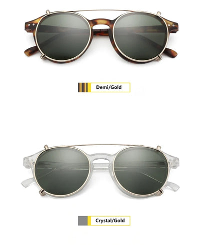 Steampunk Style Clip On Sunglasses for Men Women Anti Blue Light Glasses+Polarized Clip Fashion/Retro Computer Eyewear