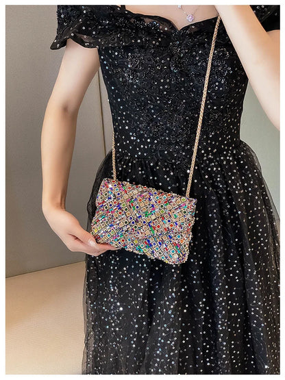 Rhinestone Evening Clutch Bag 2025 Diamond Women Banquet Party Wedding Fashion Messenger Purse Chain Small Shoulder Bag