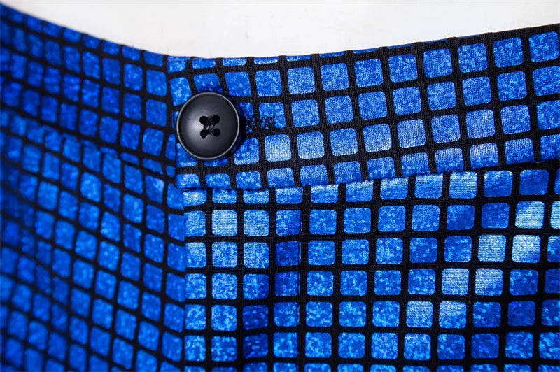 New Men Luxurious Sequined Checkered Suit Pants Fashion Male Dance Party Bar KTV Casual Dress Small Stretch Trousers