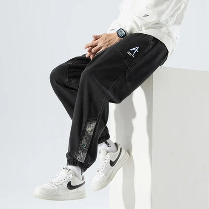 Korean Popular Clothes Jeans Casual Men Loose Fit Stretch Spandex Denim Jogger Pant Male Hip Hop Streetwear Trouser Big Size 8XL