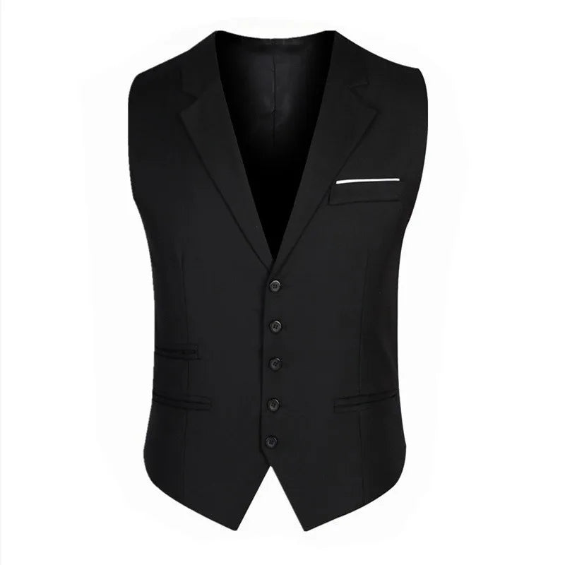 Men Suit Vest British Style Solid Single-breasted Sleeveless Male Waistcoat Slim Breathable Business Casual Man Vest