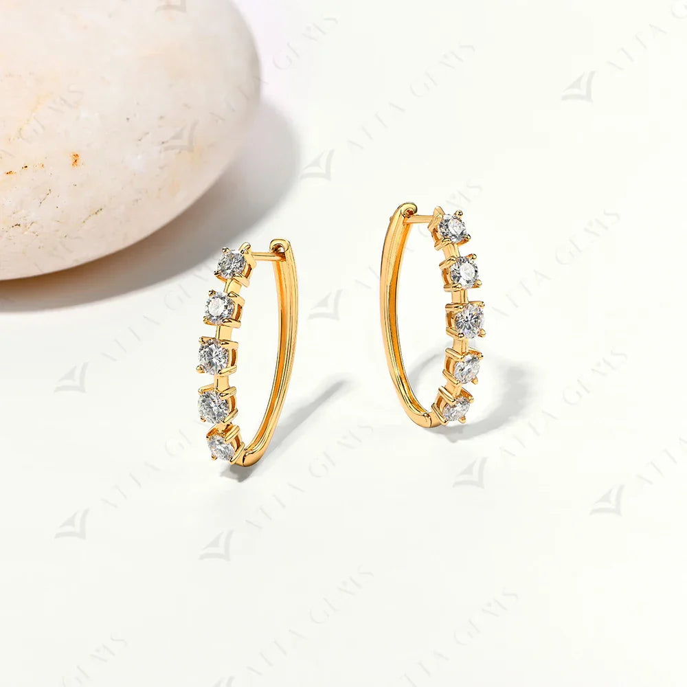 D VVS1 Moissanite Diamond Earrings S925 Sterling Silver 18K Gold Plated 4-Claws Eardrop For Women Wedding Party Jewelry