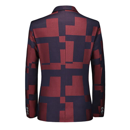 2026 New Men's Red Single-breasted V-neck Blazer Coat, Asian Fit Wedding Party Dress Jacket M-6XL New Arrivals