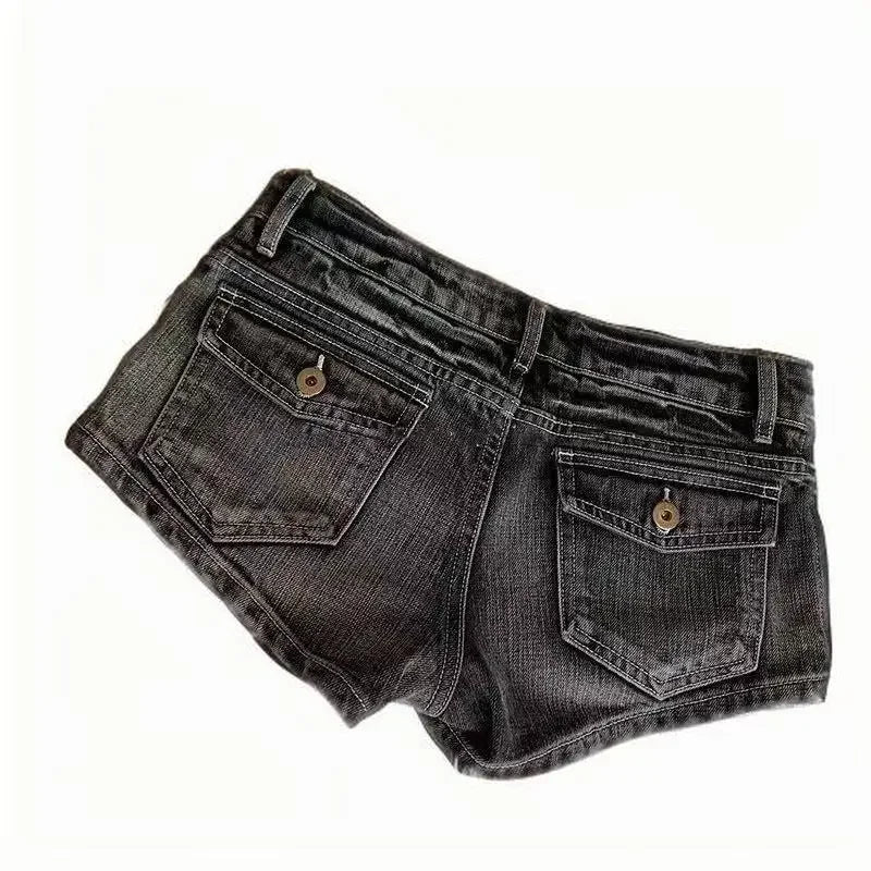 American Y2K Retro Graffiti British Flag Short Jeans Harajuku Women's Washed Denim Shorts Tight Low Waist Shorts