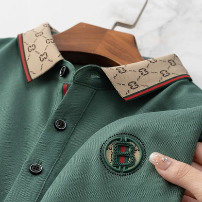 2025 New Summer Men's Business Leisure High end Fashion Boutique Embroidery Original Design Top Short sleeved Polo Shirt