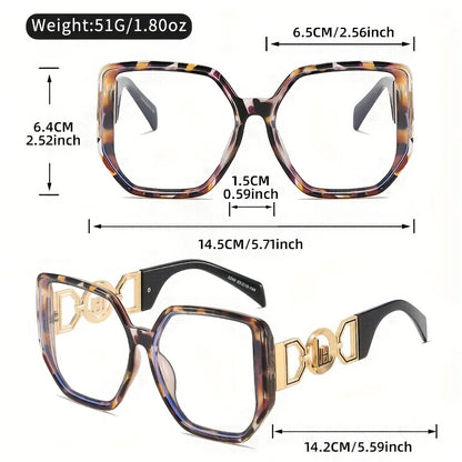 New Oversized Sunglasses Square Anti Blue Light Glasses Luxury Leopard Print Design Advanced All Match Unisex Glasses Eyeglasses