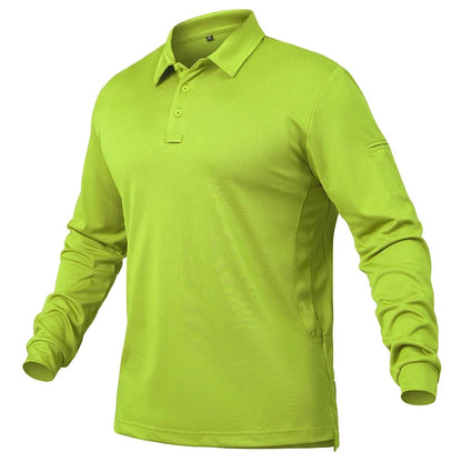 Men's Performance Long Sleeve Shirt Lightweight  Breathable Outdoor Hiking Fishing Polo Shirts UPF50+ Pique Jersey Golf Shirt