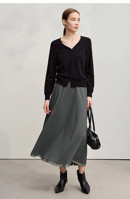 Elegant Skirts For Woman 2025 Winter New Commuter Style A-Line Mid-Calf Skirt Loose Solid Versatile Woman Clothes 12544126
