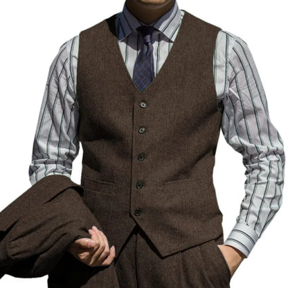 Men Suit Green Herringbone Single Button Waistcoat For Wedding Birthday Banquet Business Daily Work Set Men Suit Vest