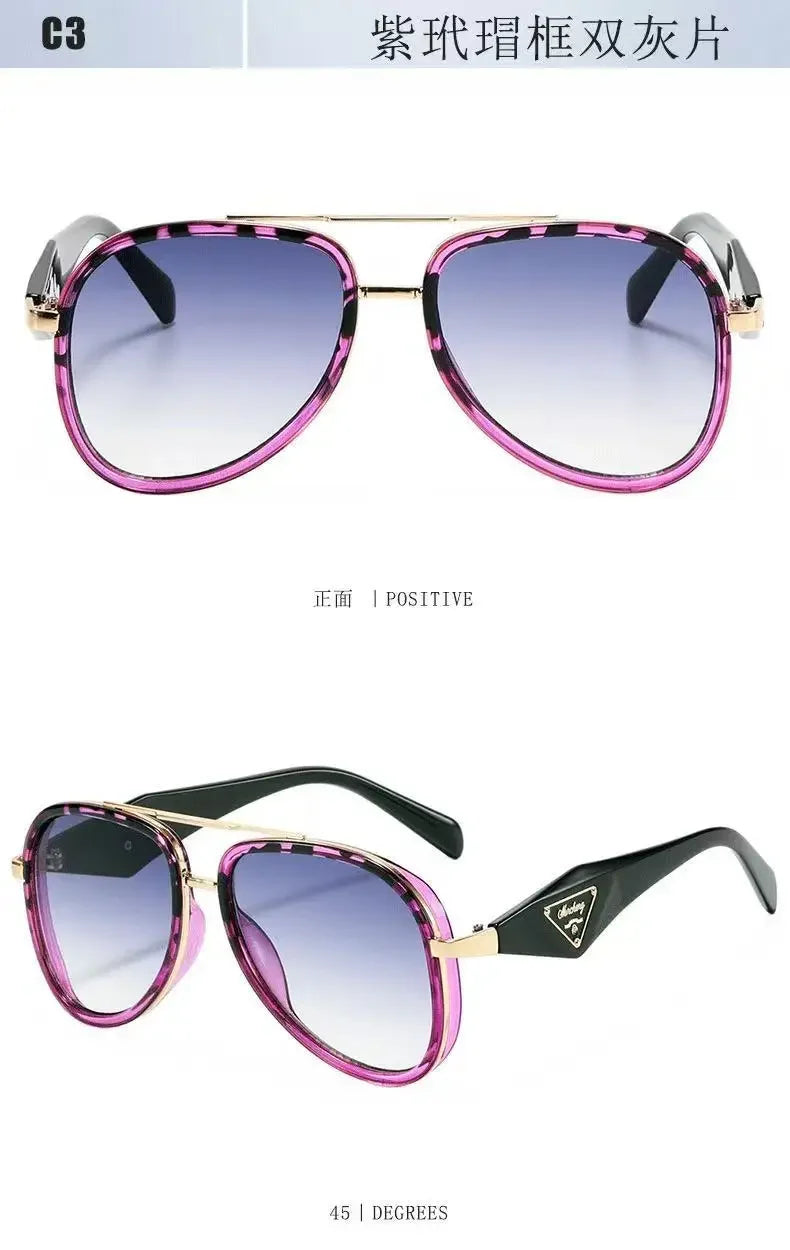 Retro Aviator Tortoiseshell Sunglasses UV400 Protection Metal Frame Shades Luxury Sun Glasses Fashion Eyewear Unisex Oversized