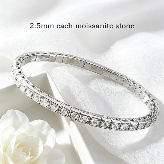 Bracelets en moissanite certifiés D couleur 2,5 mm pour femmes, bracelet de tennis Hip Hop en argent sterling 925 avec diamants pour hommes