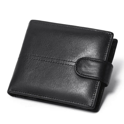 Portefeuille Homme en Cuir Véritable, Brossage Antivol Rfid, Anti-Magnétique, Porte-Monnaie Court, Grande Capacité, Portefeuille à Boucle Multi-Fentes