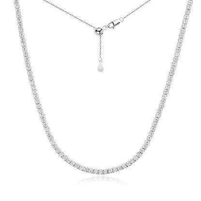 Each 2mm All Zircon/moissanite Tennis Necklace for Women Man Adjustable Choker Chain 100% 925 Sterling Silver Jewelry