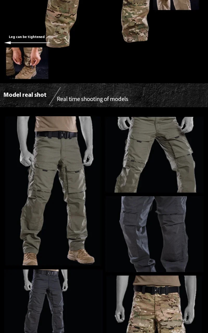 Men Tactical Pants Quick Drying Multi-Pocket Cargo Pants Military Tactical Men Trouser Wear-Resistant Work Waterproof Pant Loose