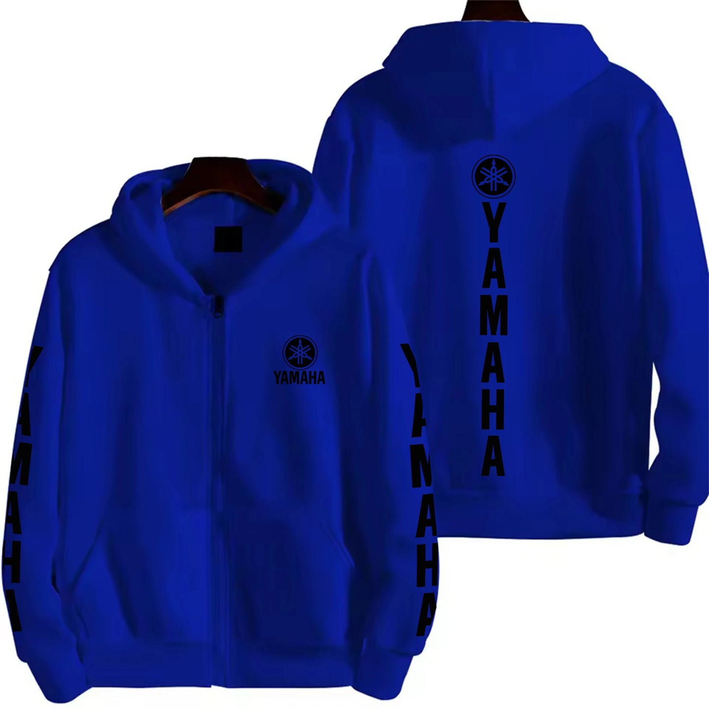 Men's YAMAHA Zipper Hoodie Long Sleeve Motorcycle Racing Printed Hoodie Sportswear Casual Street Couple Jacket with Pocket