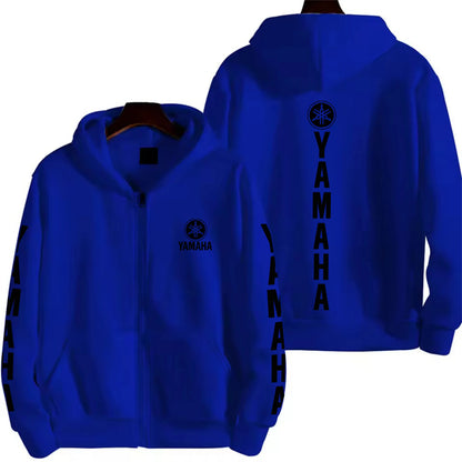 Men's YAMAHA Zipper Hoodie Long Sleeve Motorcycle Racing Printed Hoodie Sportswear Casual Street Couple Jacket with Pocket