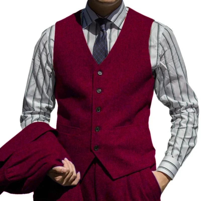 Men Suit Green Herringbone Single Button Waistcoat For Wedding Birthday Banquet Business Daily Work Set Men Suit Vest
