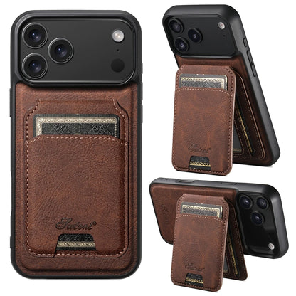 2 in 1 Leather Case For iPhone 17 Promax Air 16 Pro max 15 Plus 14 Pro 13 12 Wireless Charging Kickstand Card Slots Phone Cover