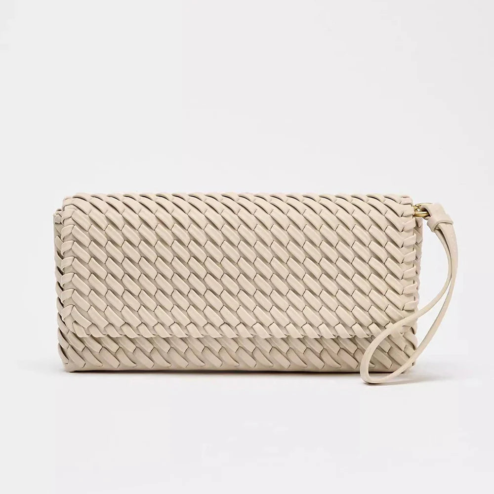 Luxury Woven Women's Bag Fashion PU Leather Shoulder Bags for Women Cover Flap Envelope Crossbody Bag Designer Bags Clutch Purse