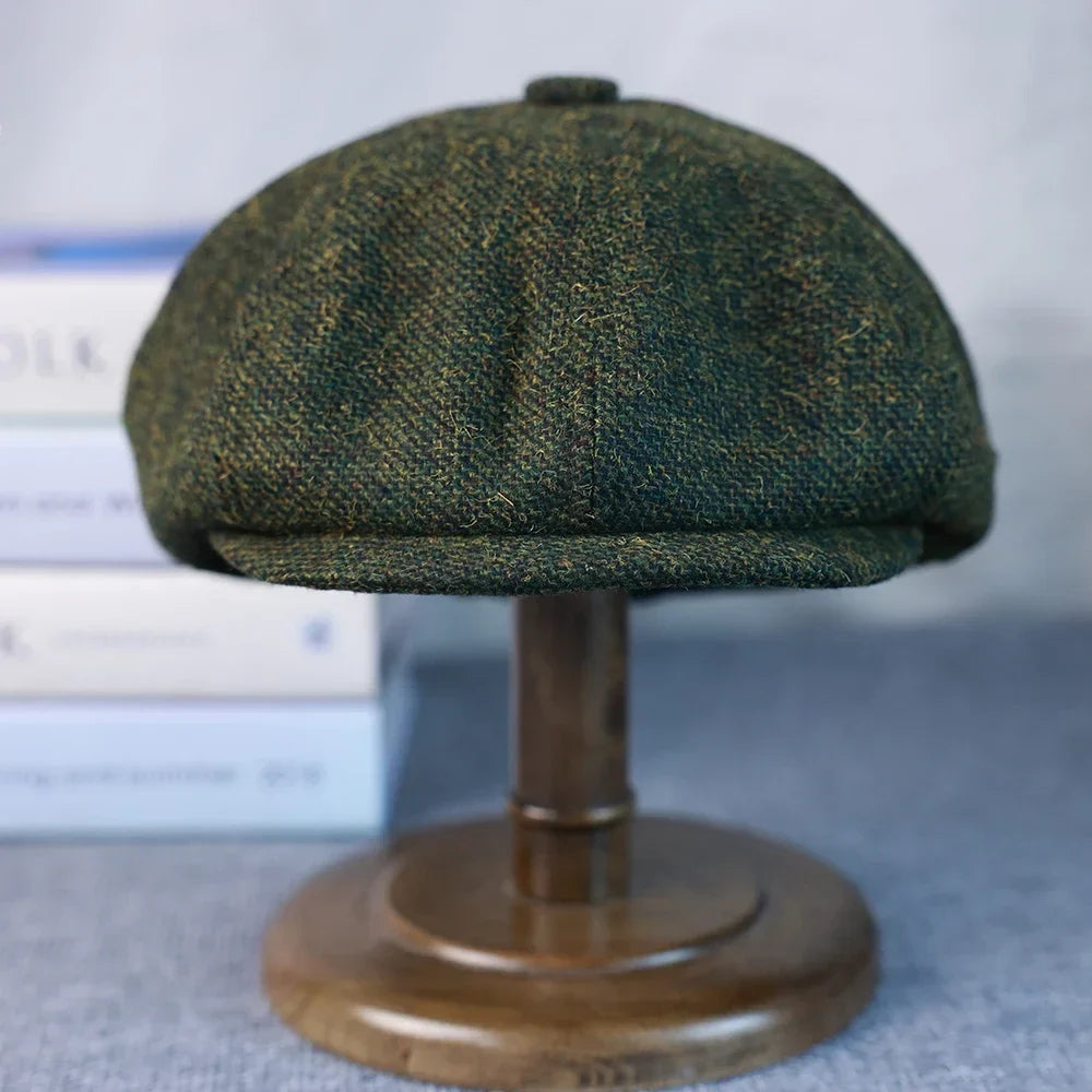 New Vintage Men's Wool Newsboy Cap Brown Green Women Men Berets Classic Woolen Octagonal Caps Casual Gatsby Flat Hat 003