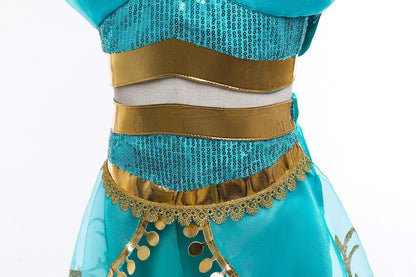Jasmine Princess Dress for Girls Cosplay Aladdin Magic Lamp Costume Outfit Girls Halloween Kids Birthday Carnival Dance Vestidos