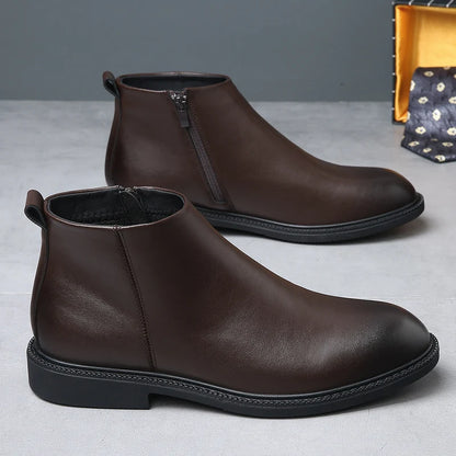 New Business Men's Short Boots Retro fashion minimalist style Outdoor leisure party office genuine leather adult quality shoes