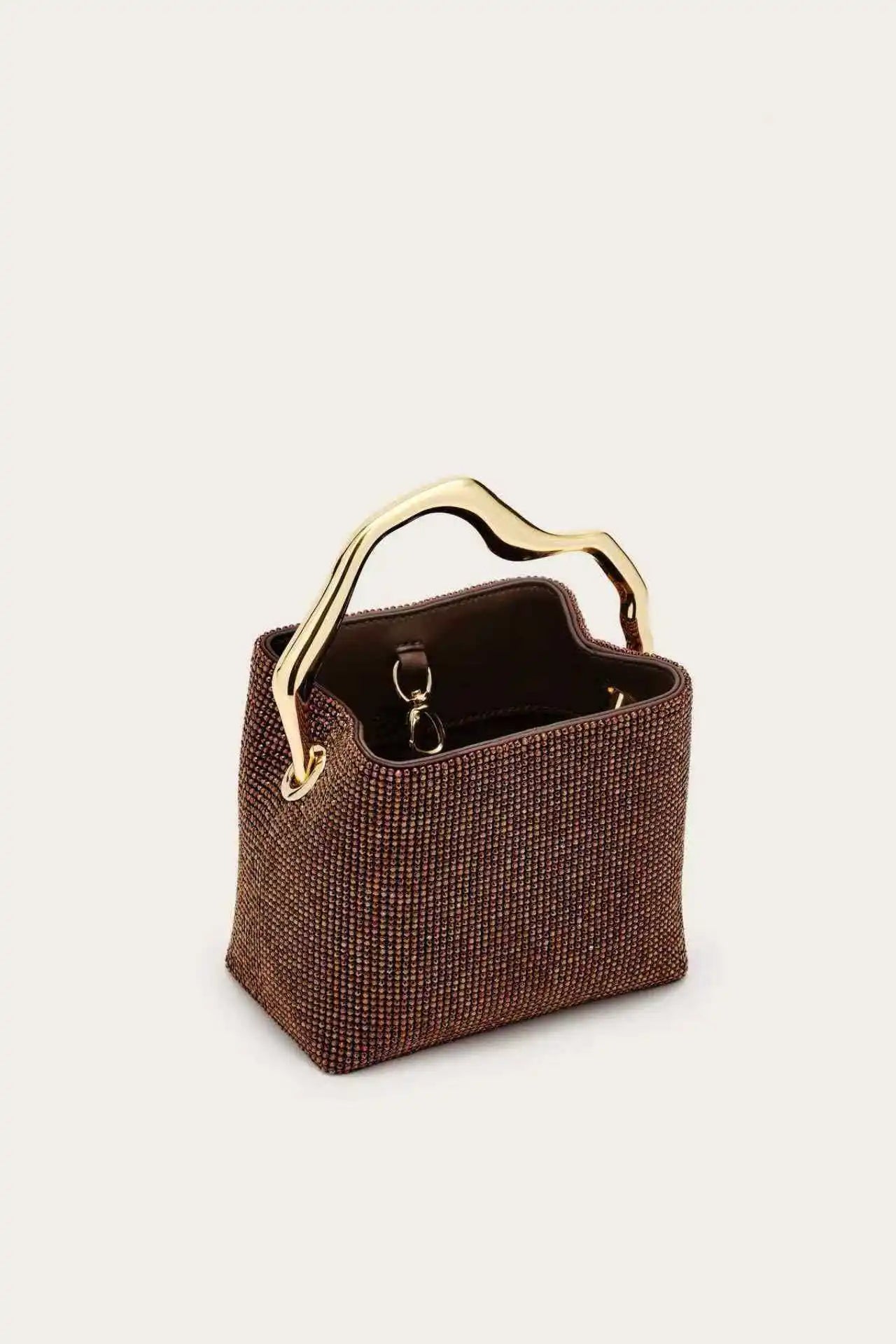 Luxury Satin Bucket Bag Women's Handbag Crystal Shiny Rhinestone Diamond Evening Bag Wedding Party Clutch Purse Crossbody Bag