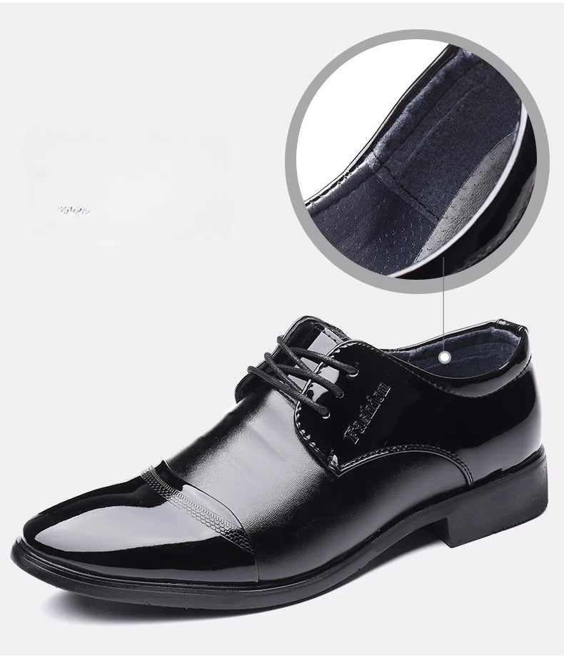 Men Dress Shoes Patent Leather Oxford Shoes Male Formal Big Size 38-48 Handsome Men Pointed Toe for Wedding