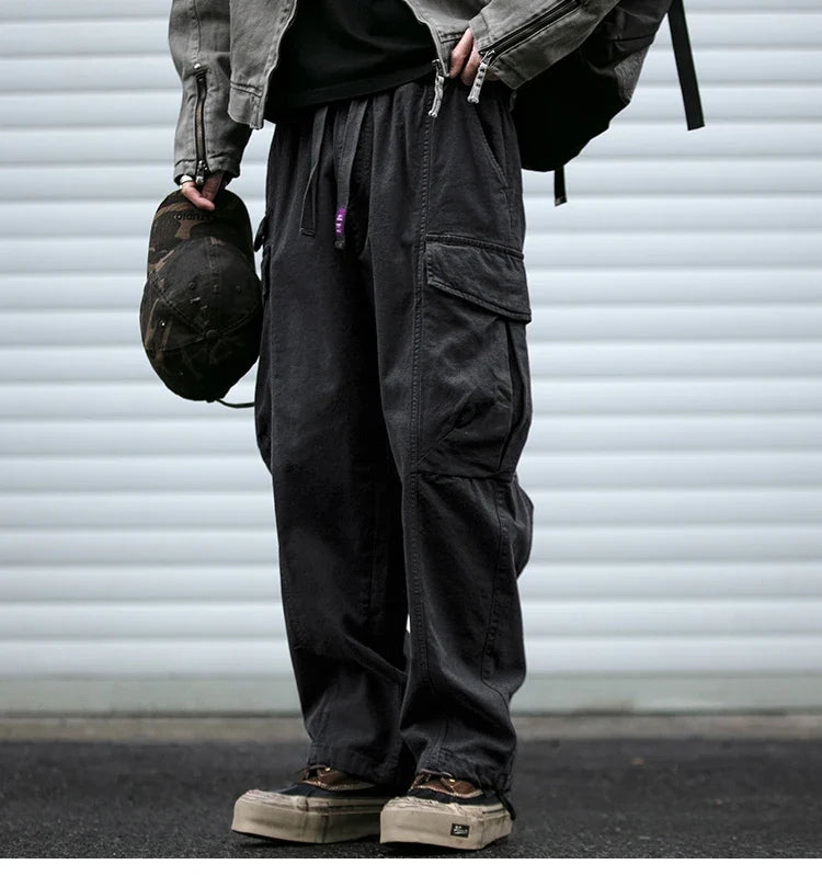 Oversized Cargo Pants For Men Multi Pocket Loose Fit Streetwear Casual American Style Korean Trendy Fashion Straight Leg Pants