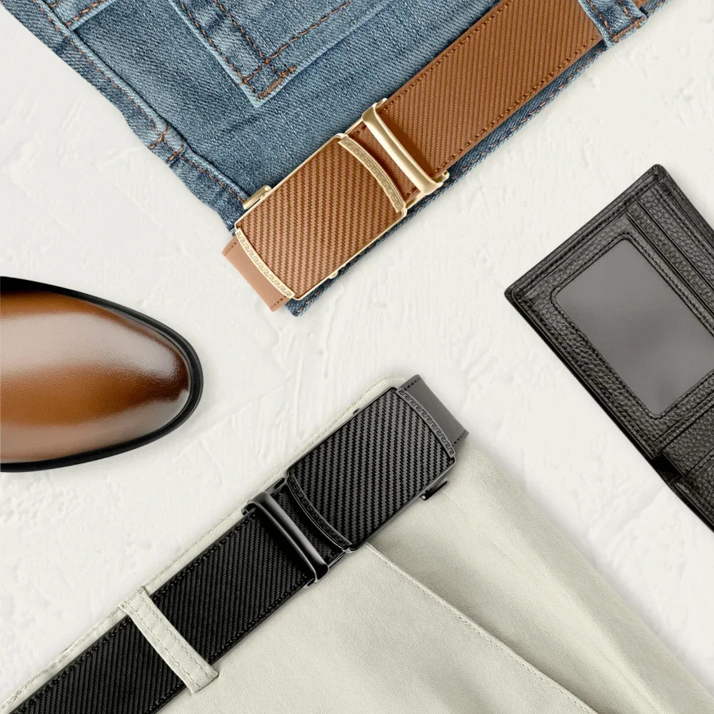 Men Belts High Quality Leather LONG Large Pin Buckle Metal Automatic Buckle High Quality Casual for Jeans Women Strap