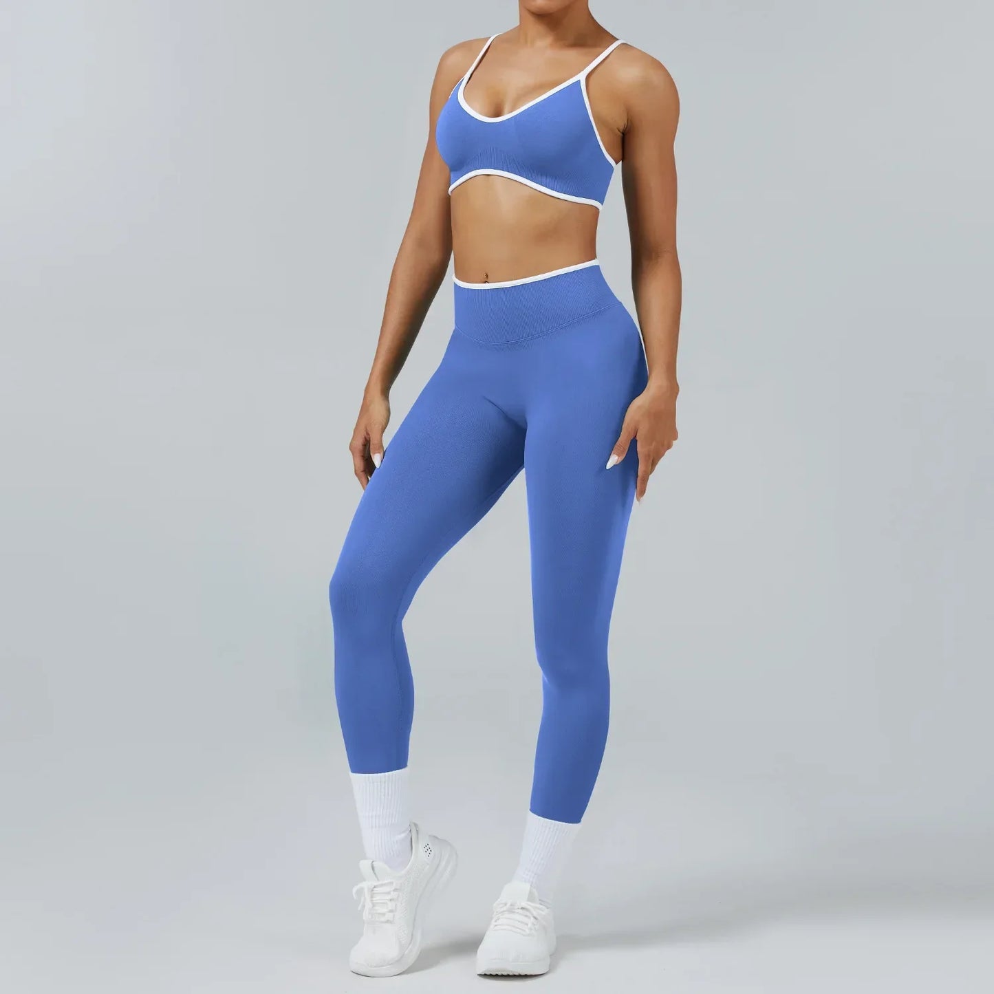 Seamless Yoga Set Women Gym Clothing Scrunch Bum Legging Sports Bras Padded Tank Top Workout Outfits Fitness Sportswear Suits