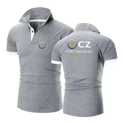 CZ Ceska Zbrojovka 2025 Men's New Summer Hot Sale Fashion Cotton Breathable Polos Shirt Casual Solid Color Slim Fit Top Clothing