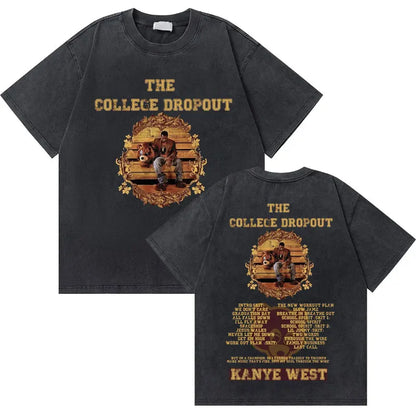 Washed Vintage Rapper Kanye West Graphic T-shirts THE LIFE OF PABLO Cover Print Tshirt Men Hip Hop Fashion Oversized T Shirts
