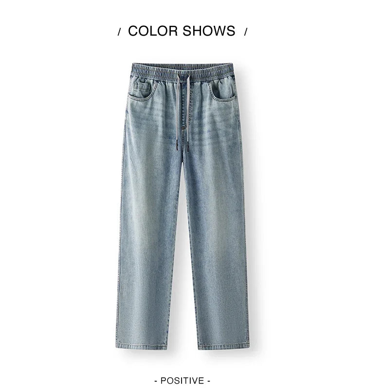Men Pants Denim American Vintage Loose Straight Leg Trendy Fashion Comfort Commute 2026 Summer Casual Style Top