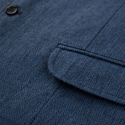 Men Vest Blue Herringbone Single Button With Lapel Waistcoat For Wedding Birthday Banquet Party Business Work Men Suit Vest