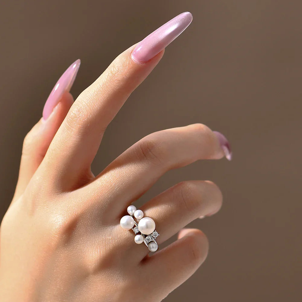 Bague ATTAGEMS Perle Moissanite DVVS 100% Argent Sterling S925 Plaqué Or 18 carats pour Femme Bague de Fiançailles Bijoux de Mariée Cadeau de Luxe