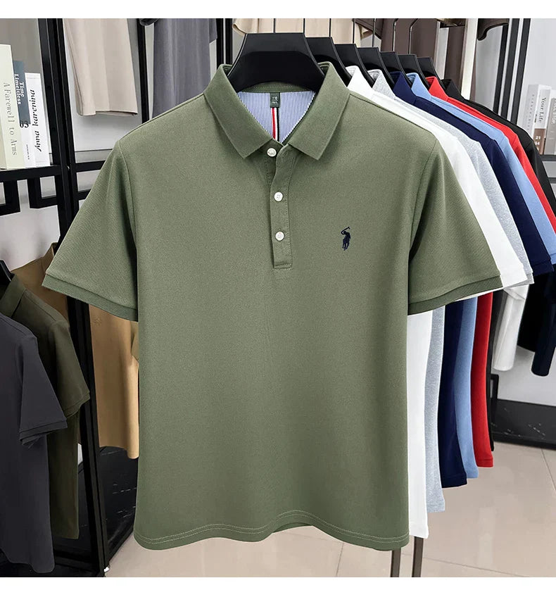 High end designer brand short sleeve polo shirt men's summer breathable trend golf pony embroidery business casual Paul T-shirt