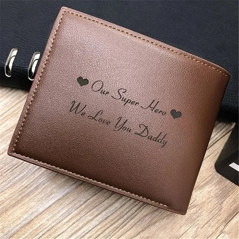 Custom Photo Wallet for Dad - Personalized Father's Day Gift for Men with Zipper & Coin Pocket, Picture Card Holder Wallets