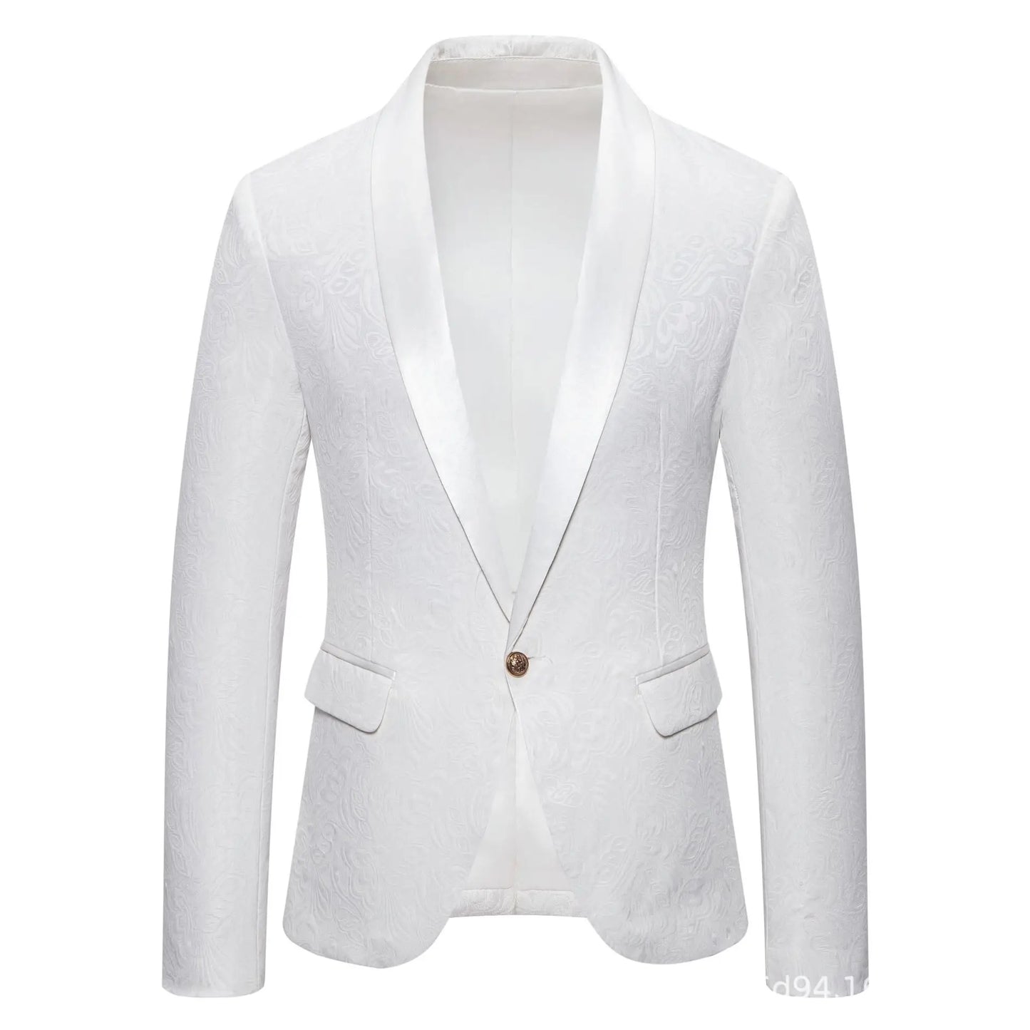 Men's Red Long-sleeved Suit Jacket, Black Collar Single-button Formal Coat, Available in Blue, Purple, Green, and White Blazers