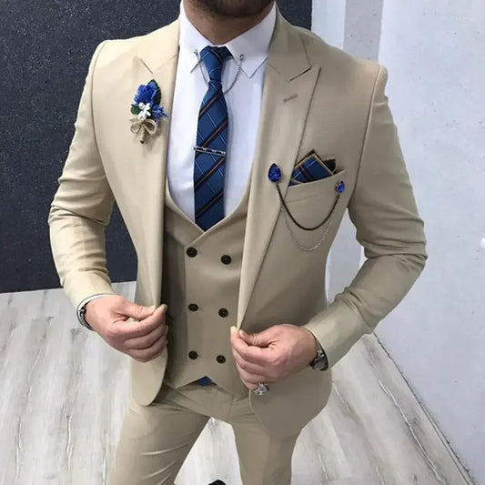 Men wedding Suits Slim Fit Formal Men For Groom 3 Piece Wedding Tuxedo Fashion Jacket Double Breasted Waistcoat With Pants